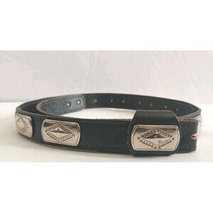 Vintage  Leather Concho Belt NO BUCKLE Black Silver Western Distressed Cowgirl